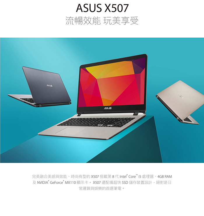 ASUS X507UB 15吋筆電 (i5-8250U/4G/1T+128G