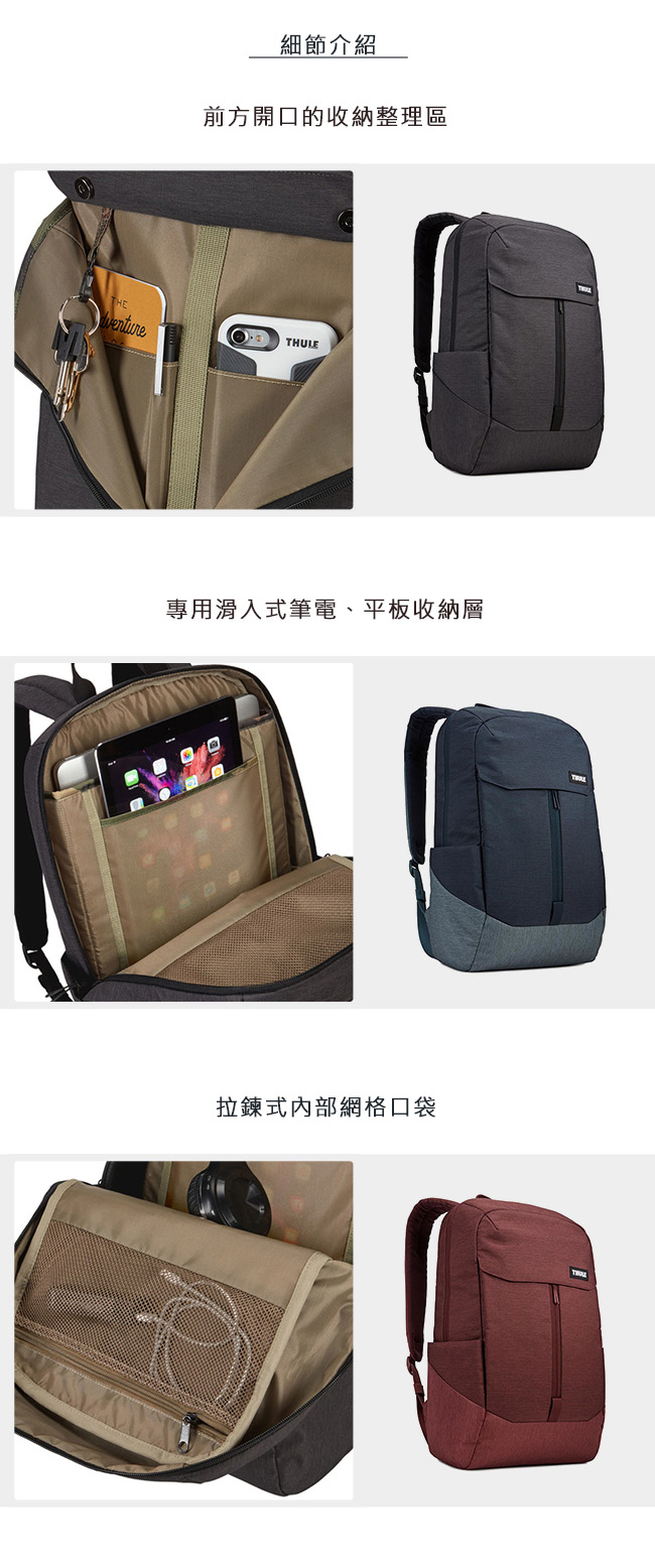 Thule Lithos 20L 15.6 吋電腦後背包-灰藍