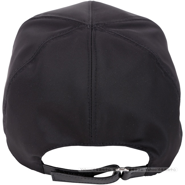 PRADA 品牌家徽刺繡尼龍棒球帽(黑色)