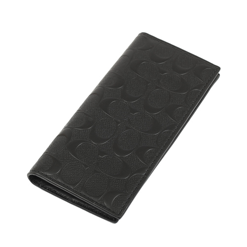 COACH 浮雕LOGO對開型長夾(黑)