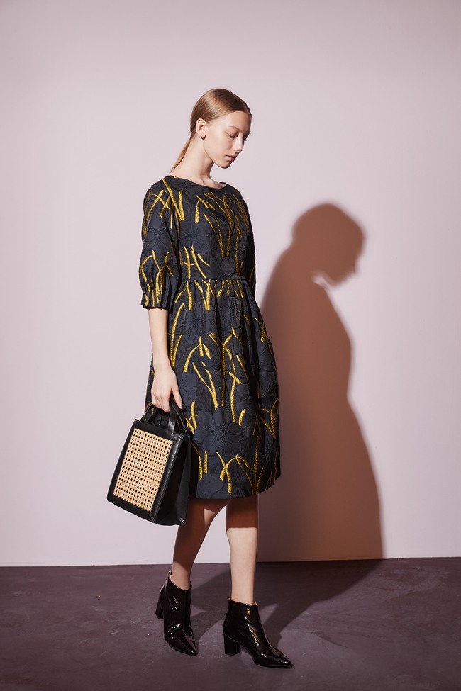Haute Couture 高定系 進口3D精緻金色提花造型禮服洋裝-藏藍