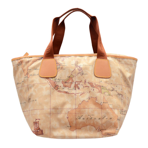 Alviero Martini地圖包 PU手提水餃包(中)-地圖黃