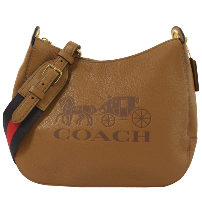 COACH 復古烙印大馬車LOGO牛皮彎月肩背包(咖/大)