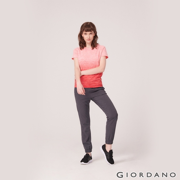 GIORDANO 女裝G-MOTION運動彈力短袖T恤-90 天竺葵粉紅