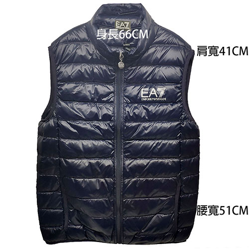 EMPORIO ARMANI EA7經典品牌圖騰LOGO羽絨背心(深夜藍/M)