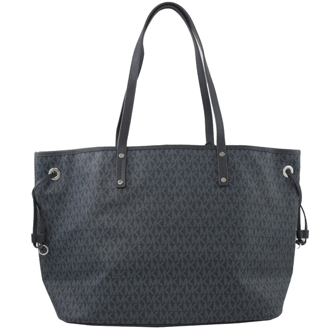 MICHAEL KORS JET SET 彩條裝飾PVC大托特包(深藍)