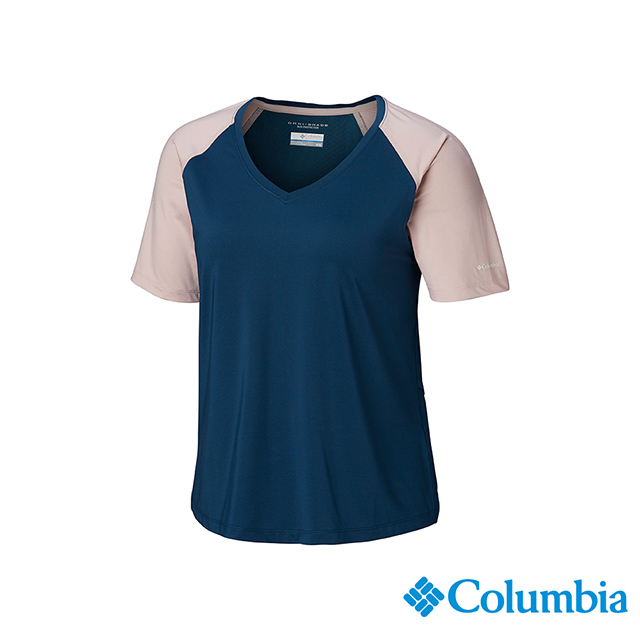 Columbia 哥倫比亞女款-UPF50快排短袖上衣-深藍 UAK26040NY