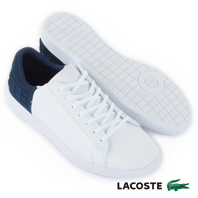 LACOSTE 女用真皮休閒鞋-白/藍