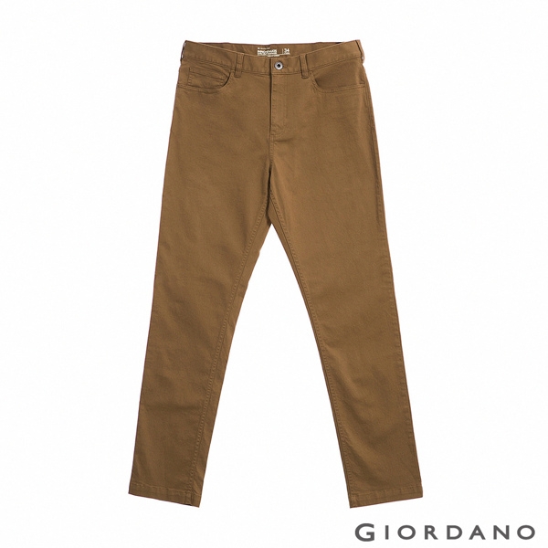 GIORDANO 男裝彈力棉質基本款錐形長褲 - 85 卡其