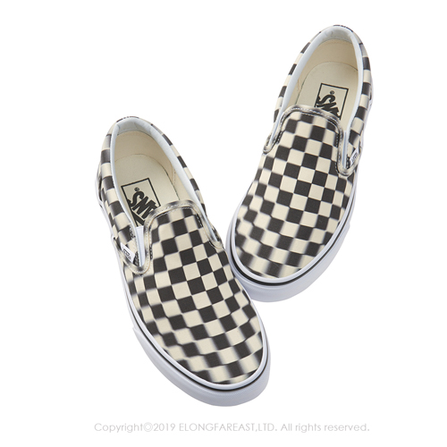 (男)VANS Classic Slip-On 眩暈棋盤格休閒懶人鞋*黑白