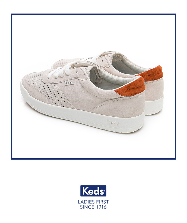 Keds MATCH POINT 經典復刻皮革休閒鞋-灰白