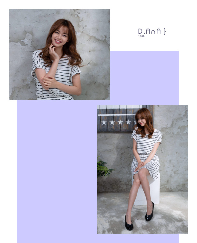 DIANA 舒活可愛--經典鑲鑽蝴蝶結真皮娃娃鞋-黑