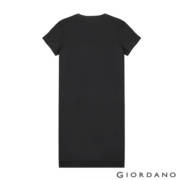 GIORDANO 女裝簡約素色純棉連身裙-09 標誌黑