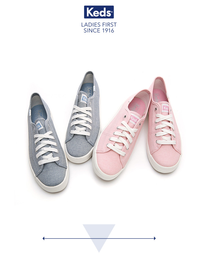 Keds KICKSTART 輕薄素面綁帶休閒鞋-藍