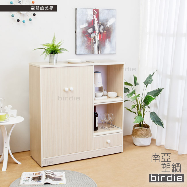 Birdie南亞塑鋼-3.6尺二門一抽二拉盤塑鋼電器櫃(白橡色)108x41x115cm