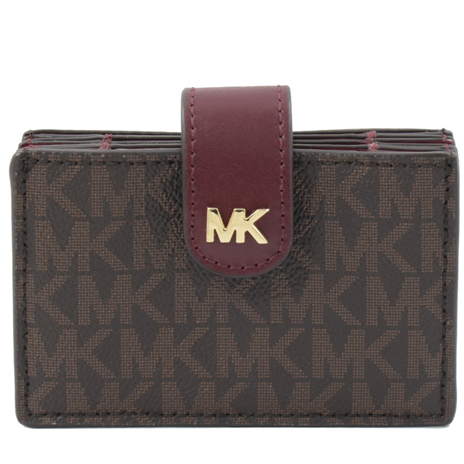 MICHAEL KORS MONEY PIECES經典PVC風琴式卡片夾(深咖紅)