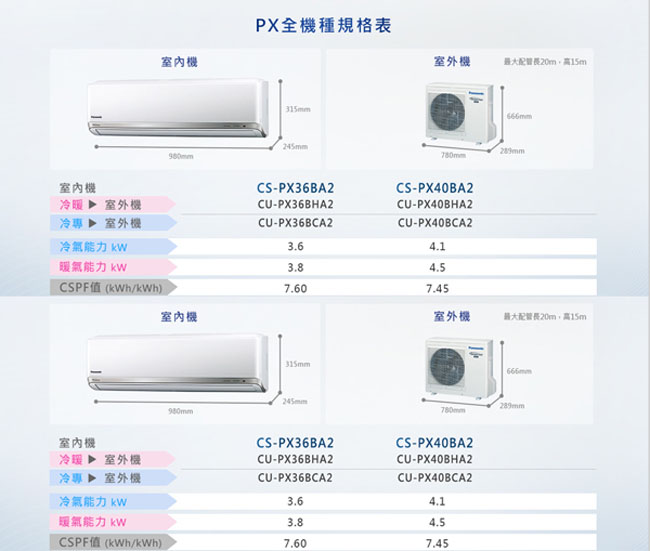 Panasonic國際牌9-12坪變頻冷專分離CU-PX63BCA2/CS-PX63BA2