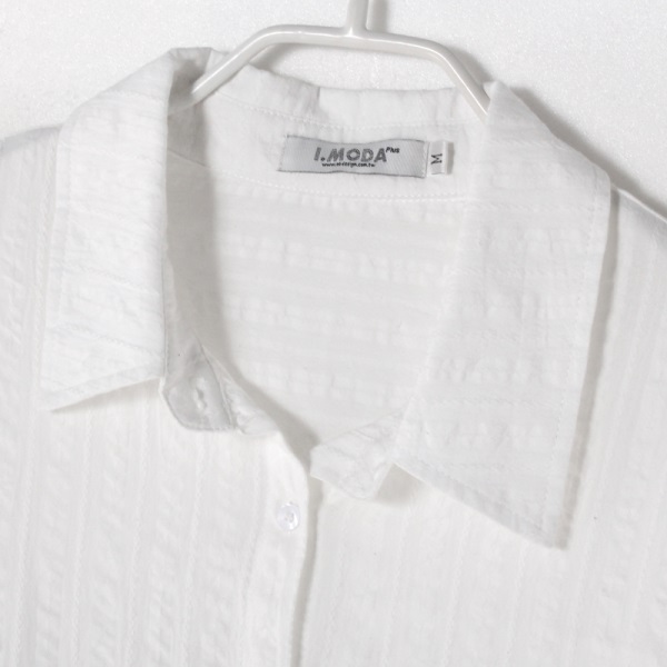 清新純色立體直條花紋高含棉襯衫-OB大尺碼