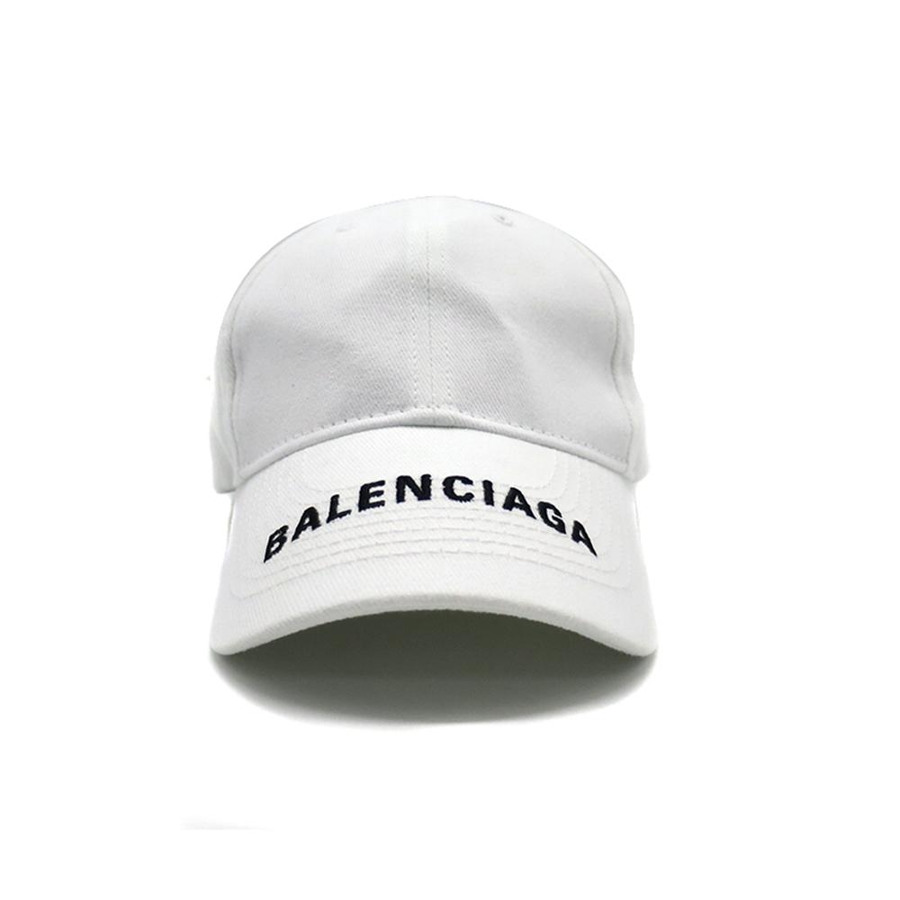 BALENCIAGA 品牌字母刺繡LOGO白色鴨舌帽