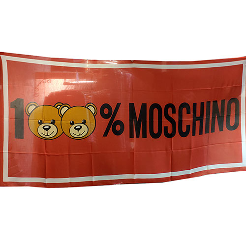 MOSCHINO TOY小熊LOGO義大利製設計莫代爾混克什米爾披肩/圍巾(紅)