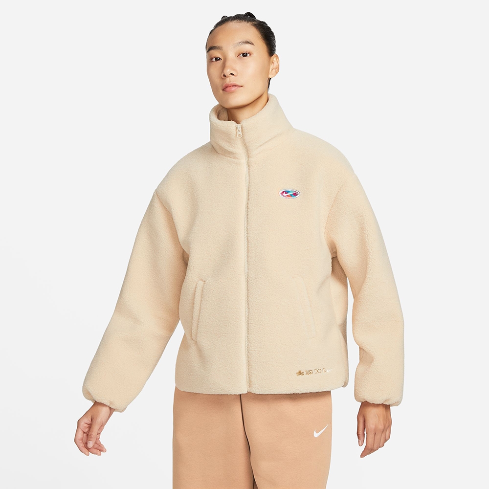 NIKE 外套女款運動外套毛料保暖AS W NSW FX JKT SHERPA 奶茶