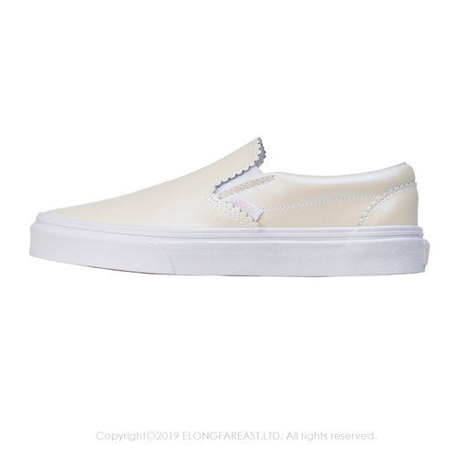 (女)VANS Classic Slip-On 炫光側邊鬆緊懶人鞋*米白