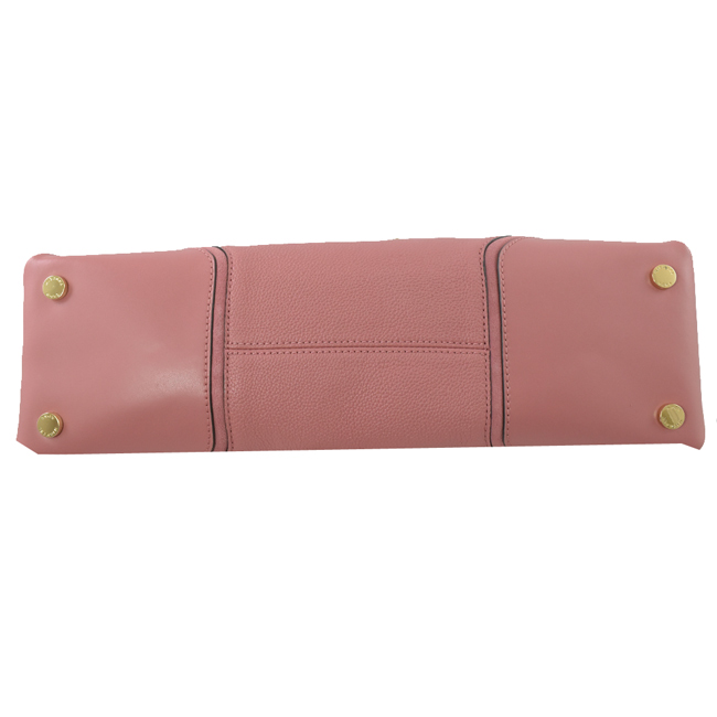 MICHAEL KORS Nicole 金屬LOGO牛皮單把肩背包(玫瑰粉)