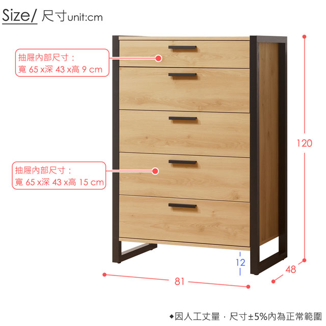 Homelike 東理五斗櫃-81x48x120cm