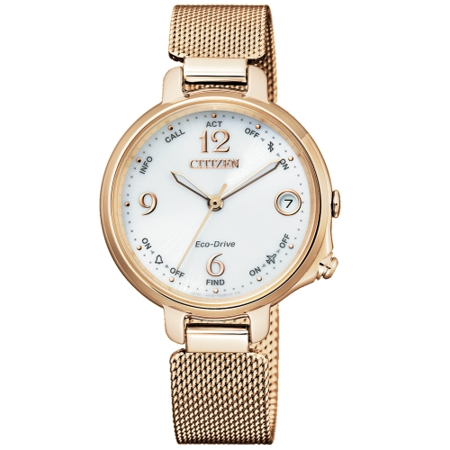 CITIZEN LADYS優雅藍芽米蘭帶光能腕錶/EE4032-80A