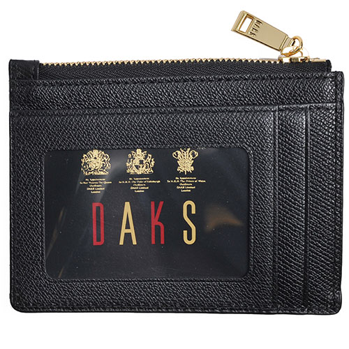 DAKS 經典品牌DD LOGO名片零錢機能編織壓紋零錢包(黑色)