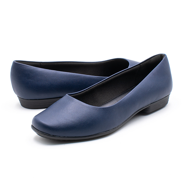 Piccadilly 修飾腳背 革質直套極簡休閒女鞋- 藍 (另有黑)