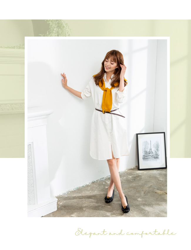 DIANA 氣質淑女 金屬圓環釦蝴蝶結牛皮坡跟娃娃鞋-黑