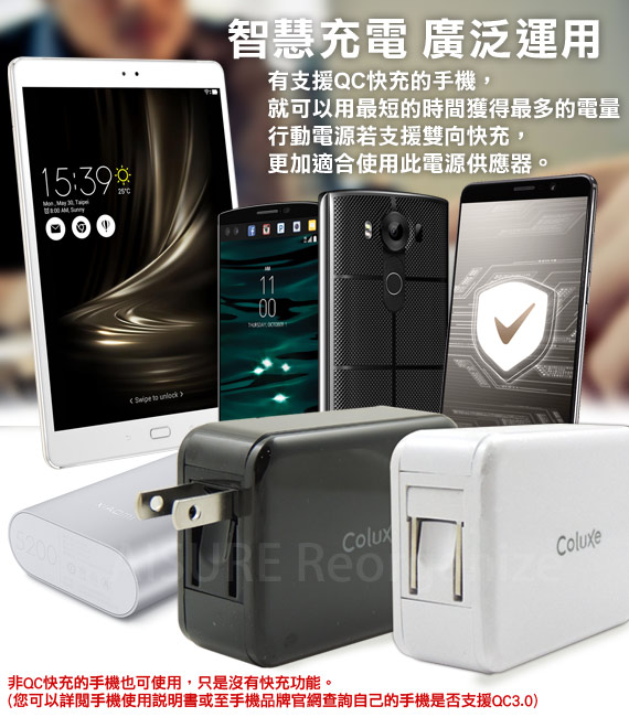 Coluxe QC3.0快充+PD高速閃充充電器 支援i8.iX.iPad Pro