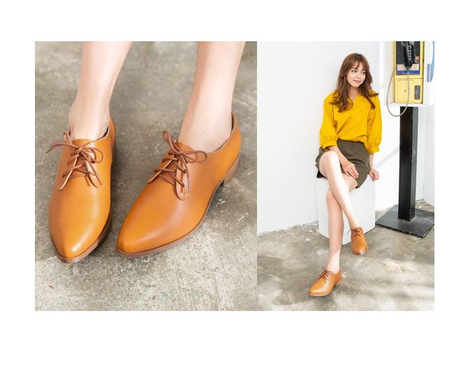 DIANA 漫步雲端厚切焦糖美人-英倫時尚質感素雅綁帶休閒鞋-棕