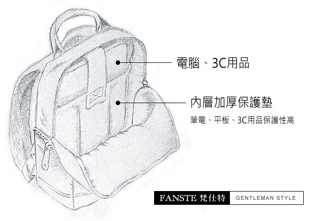 Fanste梵仕特 歐風牛津包 多功能後背包-1866