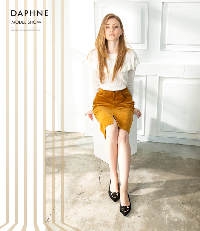 達芙妮DAPHNE 平底鞋-珠飾金屬環釦低跟平底鞋-黑