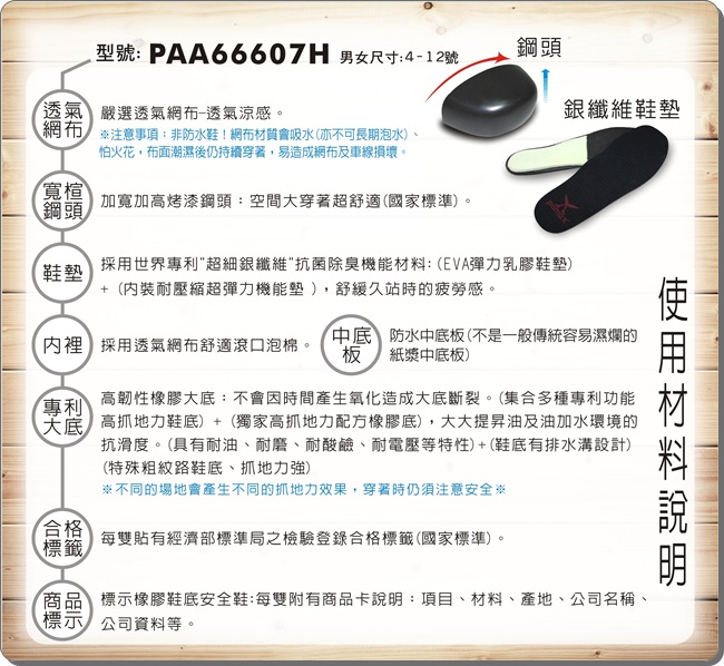 PAMAX 帕瑪斯-透氣超彈力運動型止滑安全鞋-PAA66607H