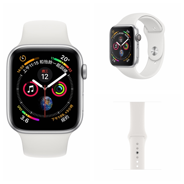 Apple Watch Series 4 LTE 40mm 銀色鋁金屬錶殼白色運動型錶帶