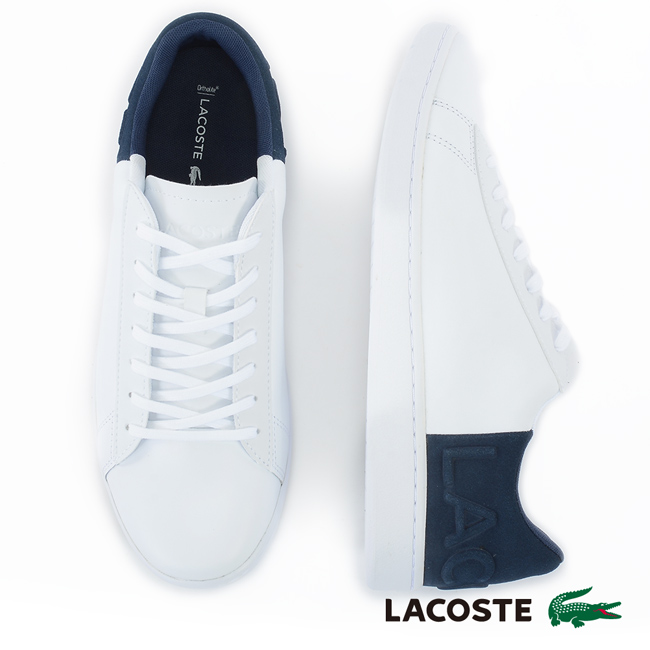 LACOSTE 女用真皮休閒鞋-白/藍