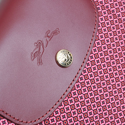 Longchamp LE PLIAGE系列帆布領帶圖騰水餃包(小/無花果色)