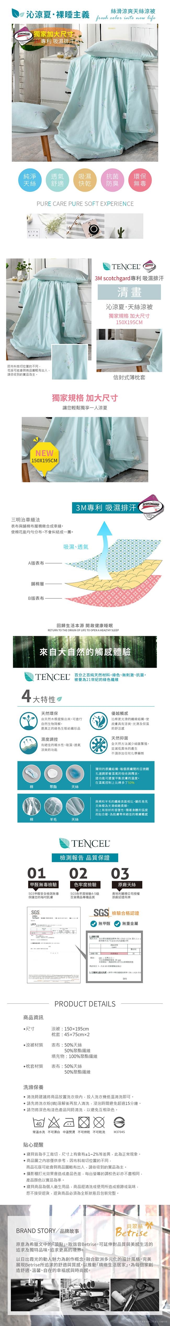 Betrise清畫3M吸濕排汗天絲四季被5X6.5尺(加碼贈天絲枕套X2)