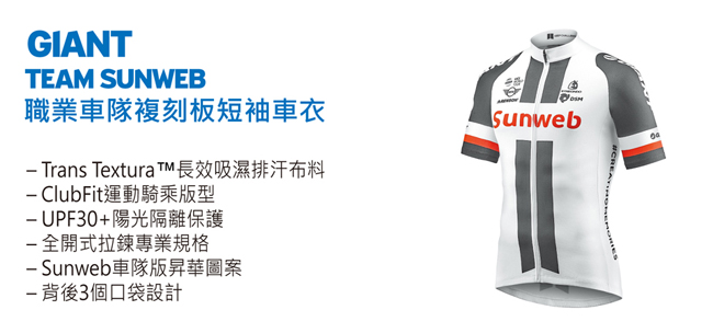 GIANT TEAM SUNWEB 職業車隊複刻版短袖車衣