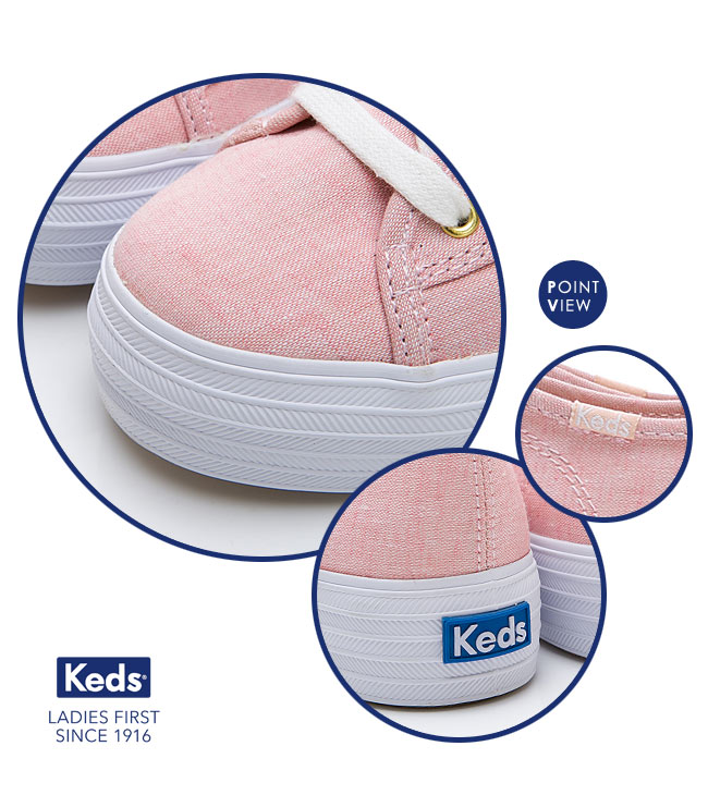 Keds TRIPLE KICK 輕薄厚底帆布鞋-粉紅