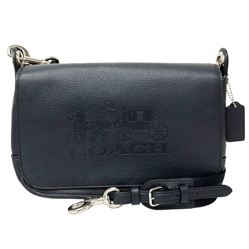 COACH 2019新款大馬車壓印牛皮掀蓋斜背包(海軍藍)