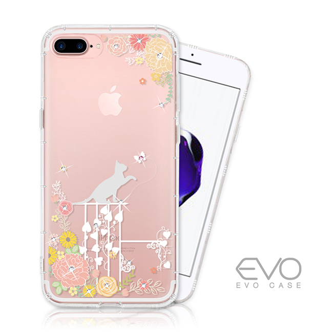 EVO CASE iPhone 7/8 plus 奧地利水鑽殼 - 貓咪戀曲