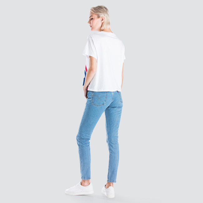 Levis 女款 短袖T恤 中短版夏日Logo T 撞色斜線Logo