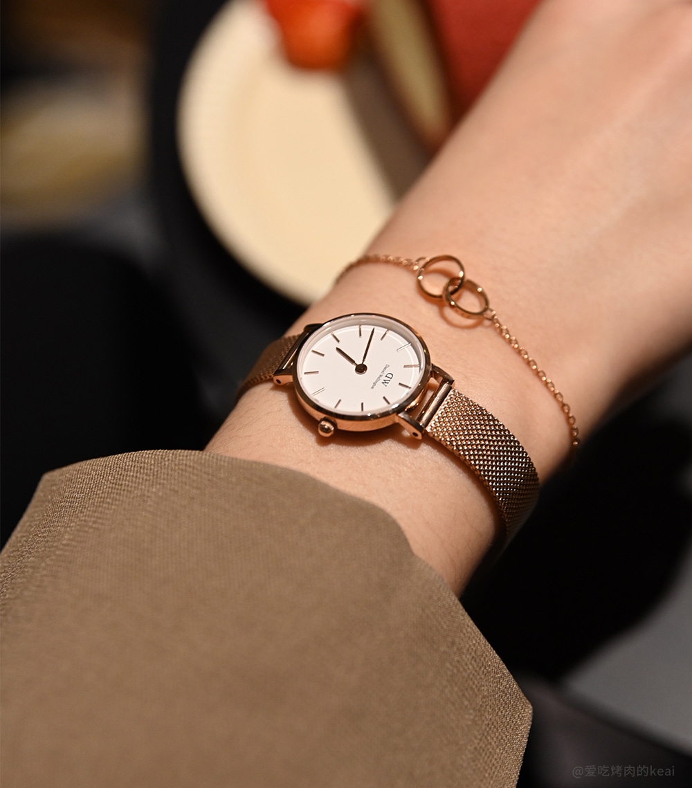 Daniel Wellington DW 手錶Petite Melrose 24mm玫瑰金麥穗式金屬編織錶