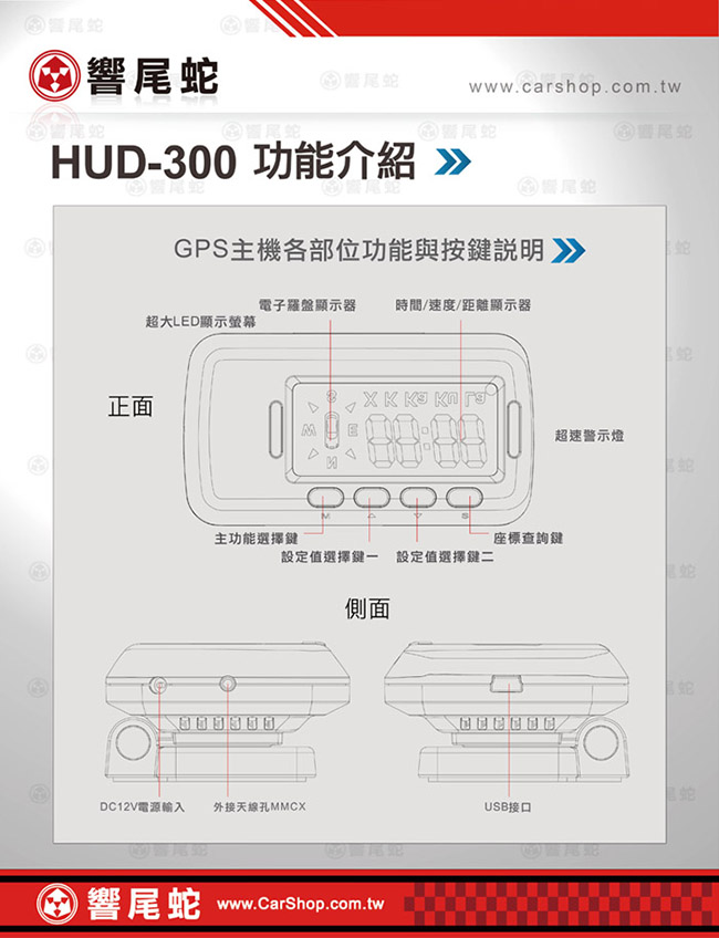 【真黃金眼】 響尾蛇 HUD-300 GPS 衛星定位 測速器 + 抬頭顯示器