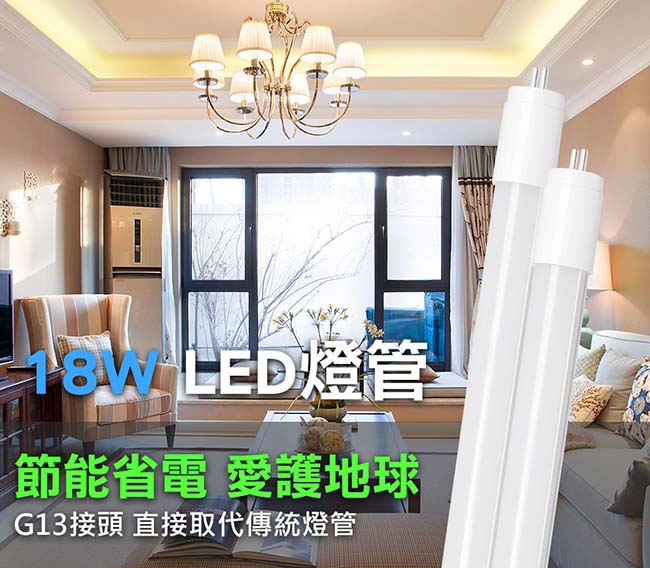 Dan Lighting點照明 18W T8 4尺 LED高效全塑燈管20入組_白光