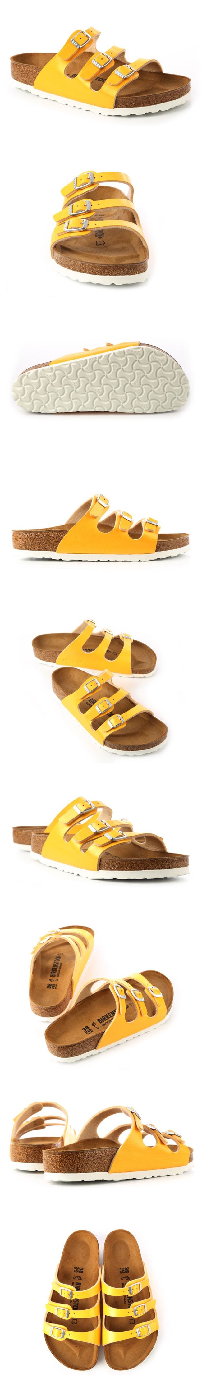 勃肯BIRKENSTOCK 1008852。FLORIDA三條復古拖鞋(亮黃)